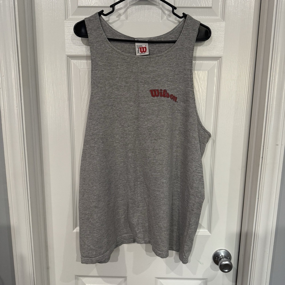 VINTAGE WILSON ATHLETIC DEPT GRAPHIC TANK TOP ( MENS‎ XL ) GRAY RED PREOWNED